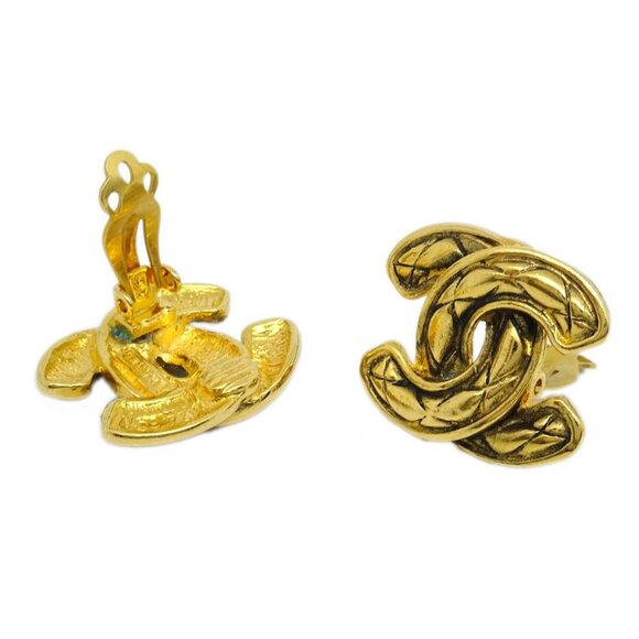 Chanel CC Earrings Clip-On Gold - Picture 11 of 15